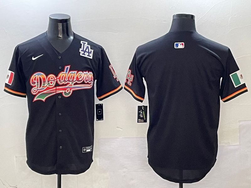 Men Los Angeles Dodgers Blank Black rainbow Nike 2025 MLB Jersey style 5